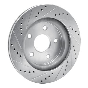 Chrysler Aspen Brake Rotor (1) - Front Right - R1 Concepts - Drilled & Slotted - Silver - `02-`24